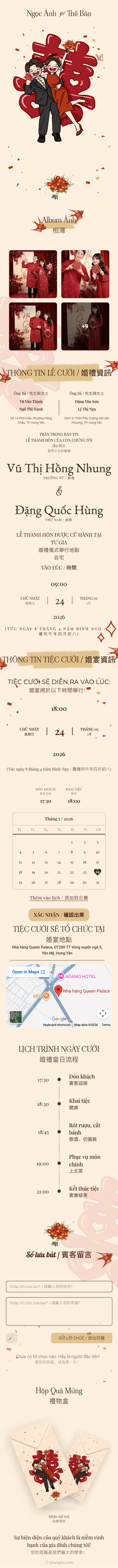 Mẫu thiệp cưới Chibi Đỏ